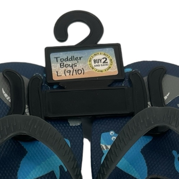 NWT Blue Shark Whale Slingback Flip Flops Size Large (9/10) Toddler Boy’s - Picture 2 of 3
